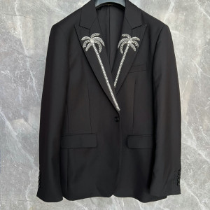 블랙 야자수 스팽글 테일러드 재킷