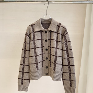 체크패턴 니트 가디건